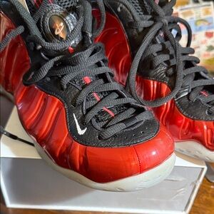 Nike Red and Black Foamposite Shoes